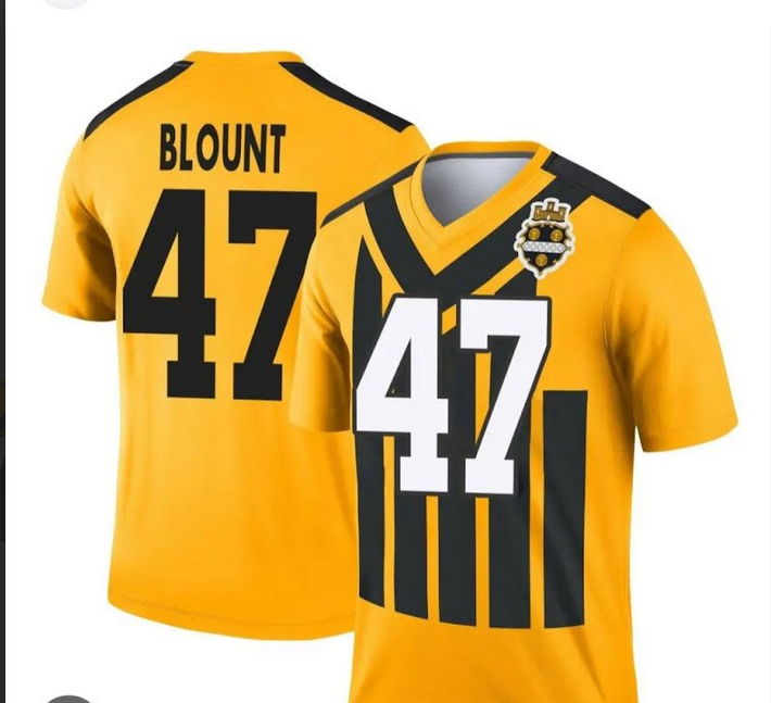 Men 2025 Pittsburgh Steelers 47 Blount Yellow Throwback Nike Limited NFL Jersey
